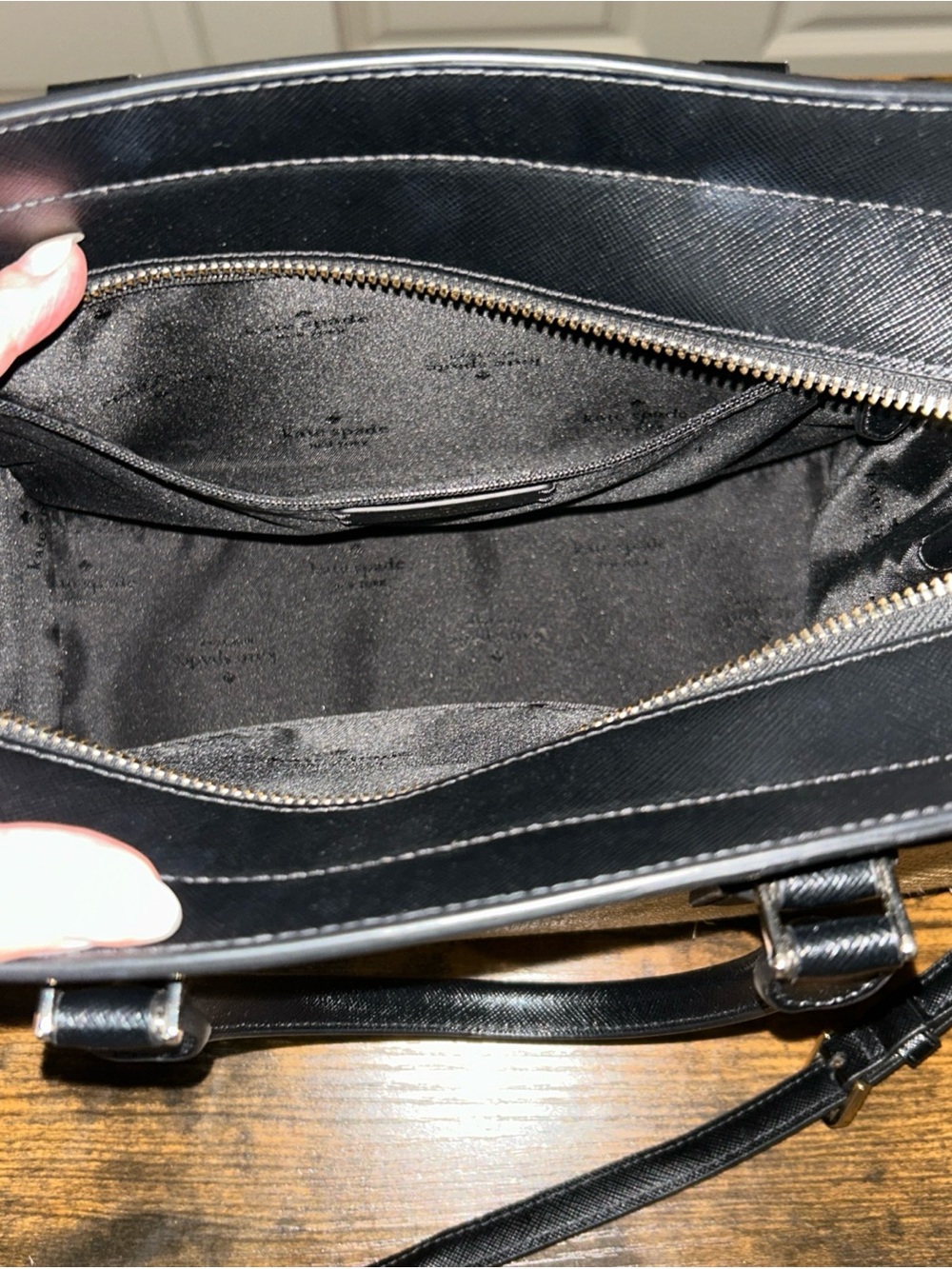 Kate Spade New York Cameron Street Candace Raffia and Black Leather Satchel - Picture 4 of 10